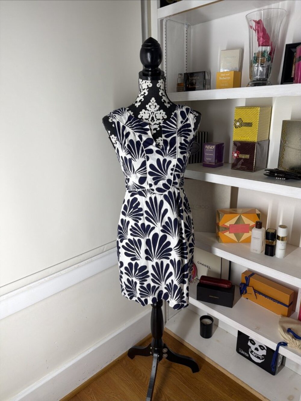 • Southern Frock Dress • Woman's Size 4 Navy & White lined Summer lightweight